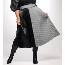 Katie Combo Pleated Skirt, , large