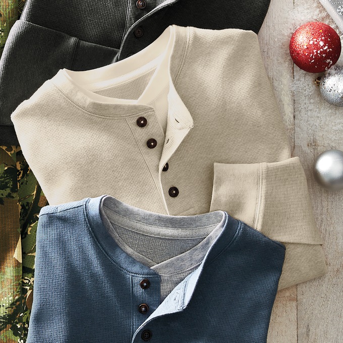 Thermal Henley, Oatmeal Heather, large