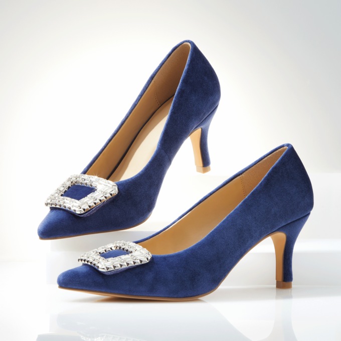 Velvet-Embellished Pump, , large