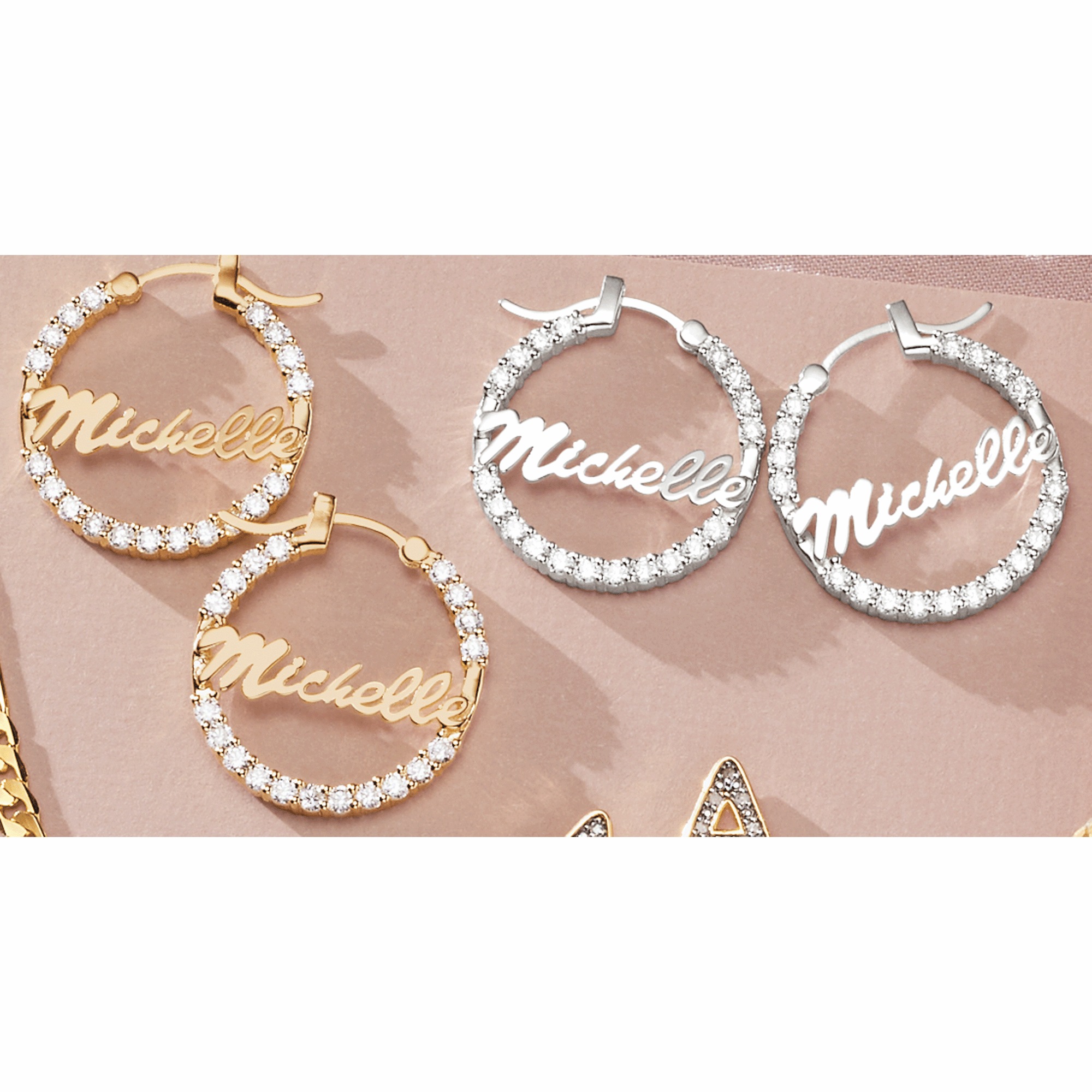 Personalized Cubic Zirconia Hoops, , large