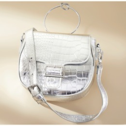 Metallic Croco Handbag, , large