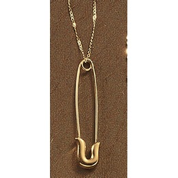 10K Gold Safety Pin Necklace, , large