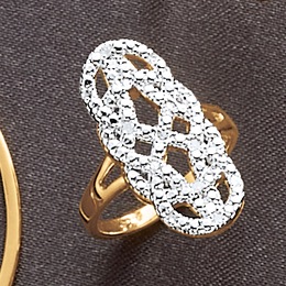 Diamond Woven Oval Ring, , large