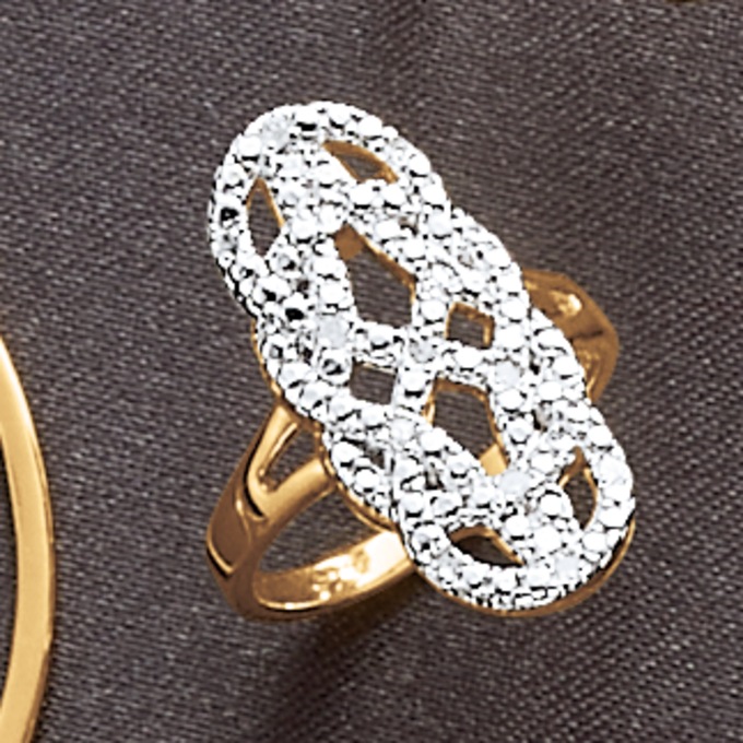 Diamond Woven Oval Ring, , large