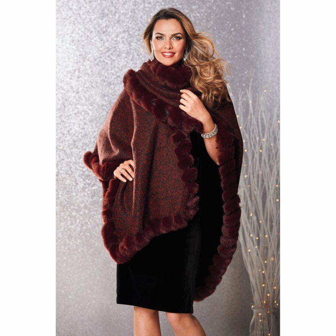 Reversible Faux-Fur Trim Wrap, , large