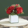 Glitter Rose and Pine Arrangement in Mirrored Pot, , large