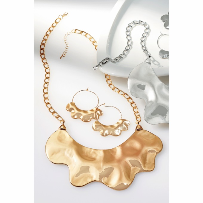 Wave Bib Necklace & Earring Set, , large