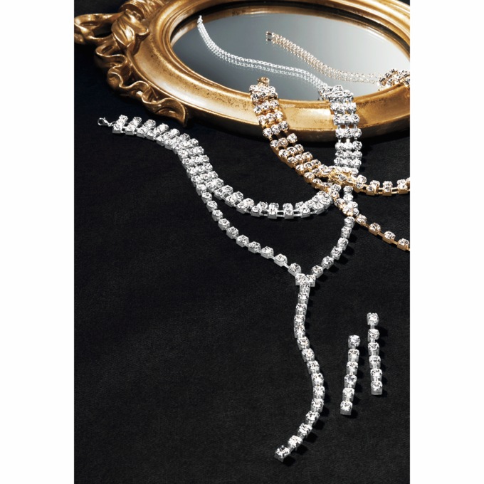 Crystal Multi-Strand Y Necklace & Earring Set, , large