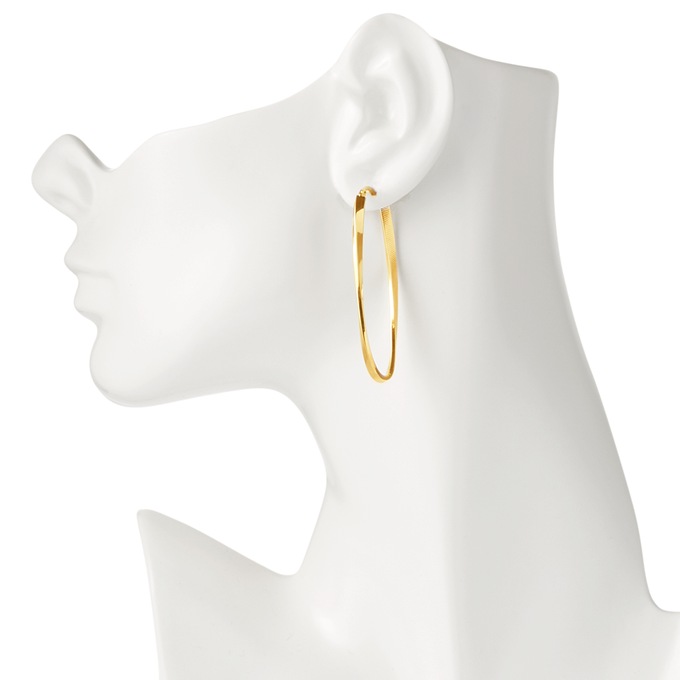 Gold Twist Oval Hoops, , large