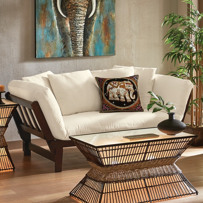 Lounger Sofa Bed, Ivory, large