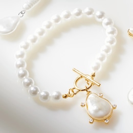 Faux-Pearl Toggle Bracelet, , large