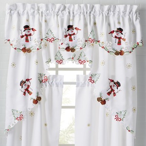 Embroidered Snowman Valance, , large