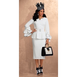 Bow Sleeve Skirt Suit, , large