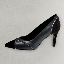 Midnight Velvet Studded Patch Pump, , large