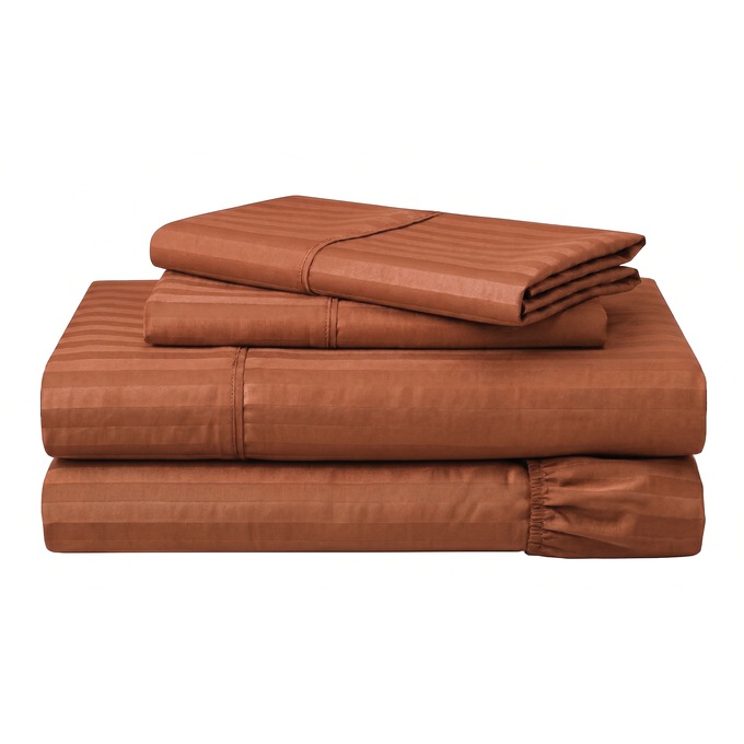 400-Thread Count Egyptian Cotton Sateen Stripe Sheet Set, , large