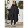 Warm Fleece Cape with Faux-Fur Collar and Pockets, , large