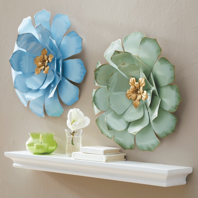 Set of 2 Glazed Wall Flowers, , large