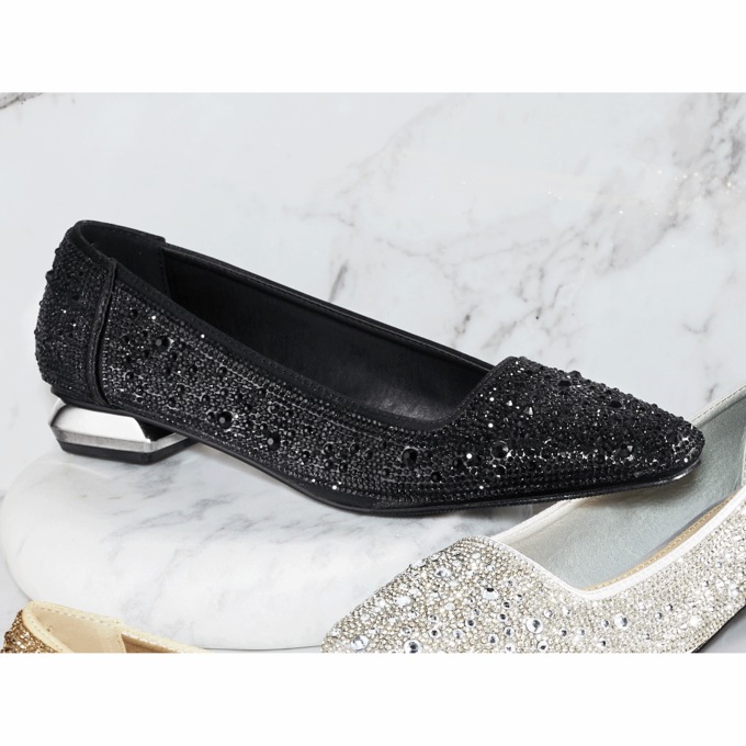 Lady Couture Fever Glitter Pump Low Heel for Women with Rhinestones, , large