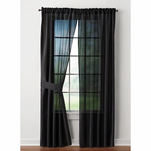 Kismet Luxury Woven Jacquard Panel Pair, Black, large