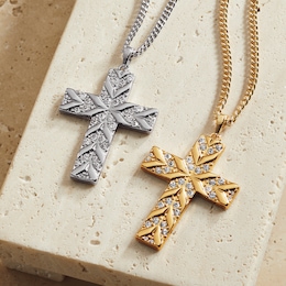 Men's Crystal Cross Pendant, , large
