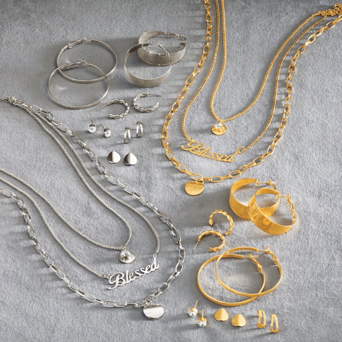 Blessed Multi-Strand Necklace and 6-Pair Earring Set, , large