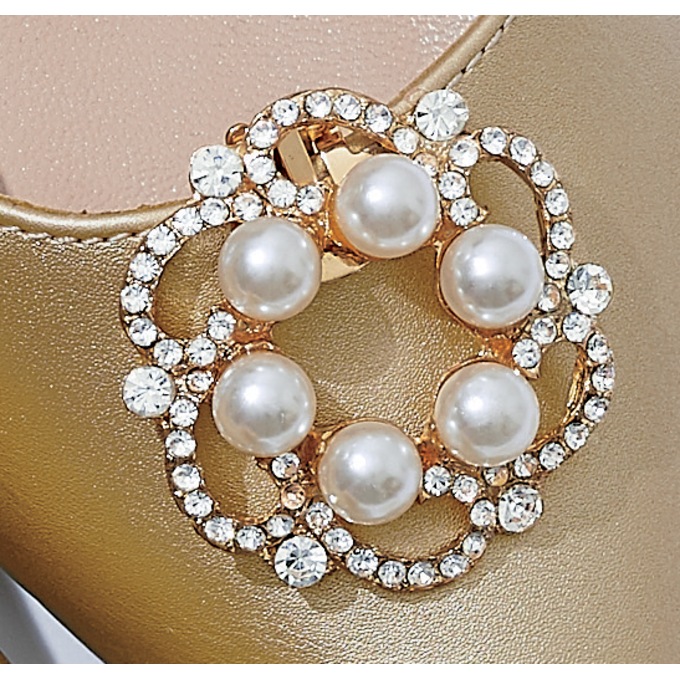 Shoe Jewelry, Faux Pearl Goldtone, large
