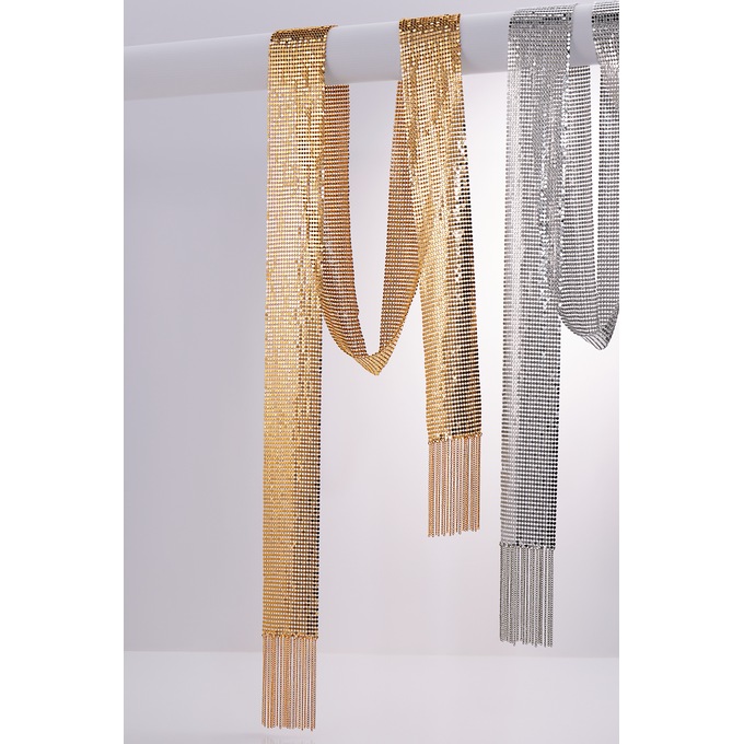 Embellished Aluminum Scarf, Gold, large