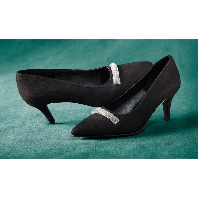 Midnight Velvet Rhinestone Bar Pump, , large