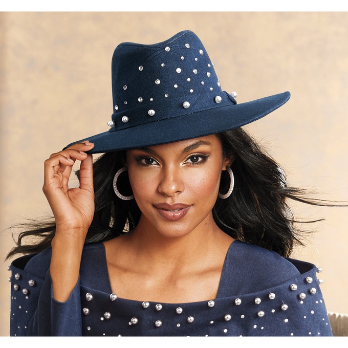 Embellished Denim Hat, , large