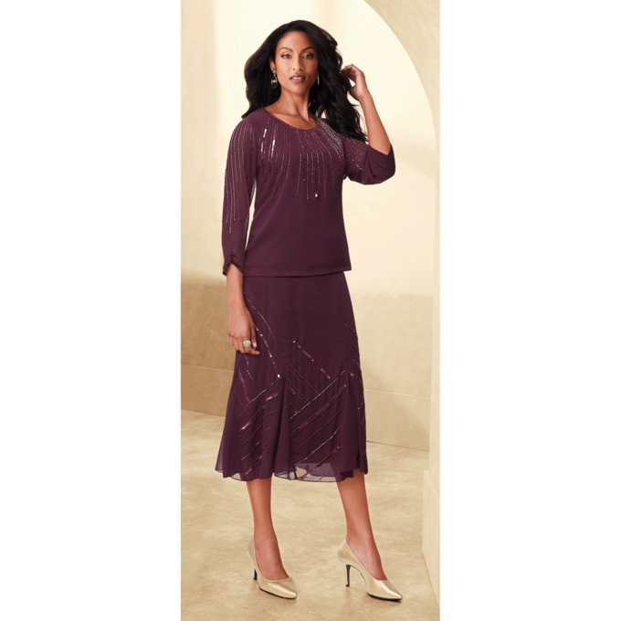 Sydni 2-Piece Embellished Skirt Set, , large