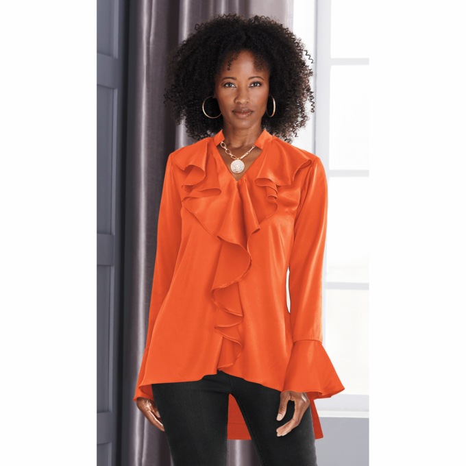 Quinn Ruffle-front Women's Top, , large