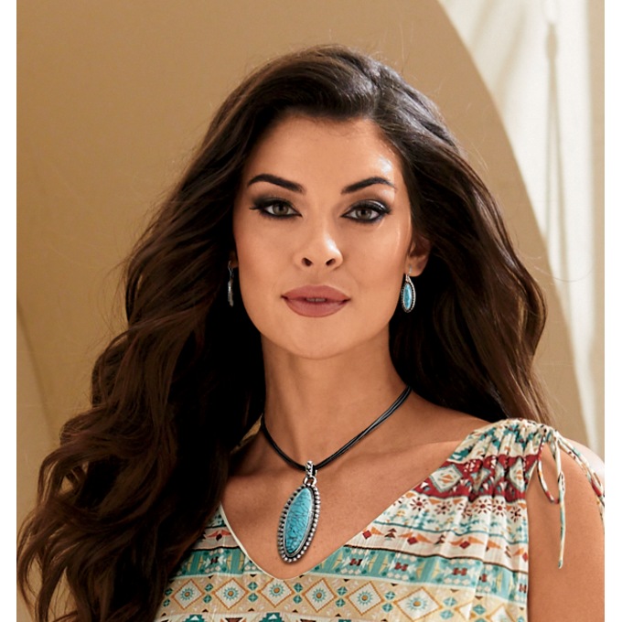 Oval Southwest Necklace and Earring Set, , large