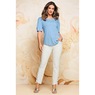 Prisha Puff-Sleeve Tee with Faux Pearls, Powder Blue, large