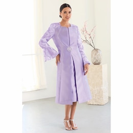 Avianca Lace-Sleeve Jacket Dress, , large