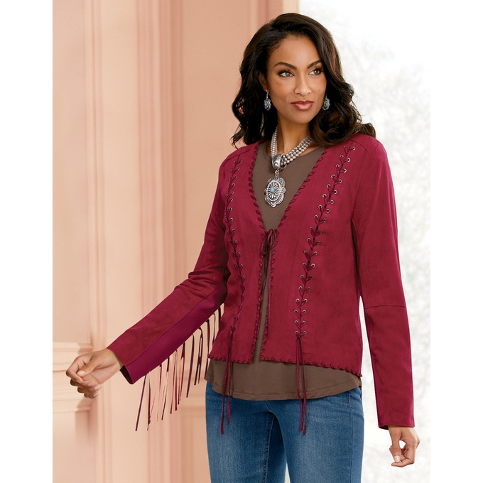 Red Rock Faux Suede Jacket, , large