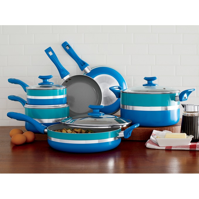 Ginny&#39;s 10-Piece Two-Tone Banded Cookware, Island Blue True Blue, large