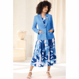 Louisa Vibrant 3-Piece Skirt Suit with Full Skirt and Rhinestone Brooch, , large