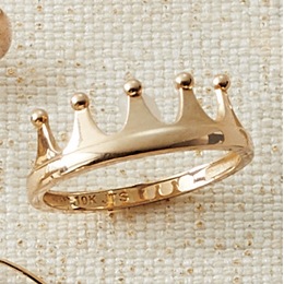 10K Gold Crown Ring, , large