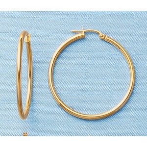 10K Medium Gold Hoop Earrings, , large