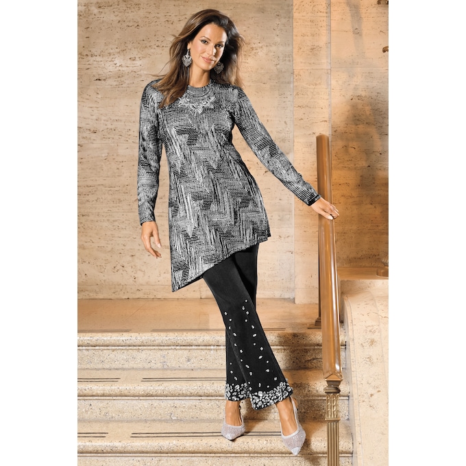 Skye Shimmer Tunic for Women with Asymmetrical Hem, , large