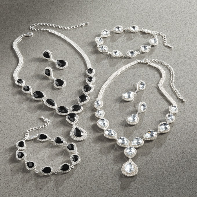 Crystal Pear-drop Jewelry Set, , large