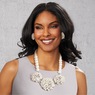 Faux-Pearl Crystal Cluster Necklace & Earring Set, , large