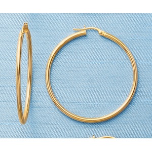 10K Large Gold Hoop Earrings, , large