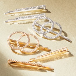 Set of 3 Crystal Hair Barrettes, , large
