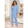 Pia Faux-Pearl Trimmed Georgette Pant Set for Women with Statement Sleeves, , large