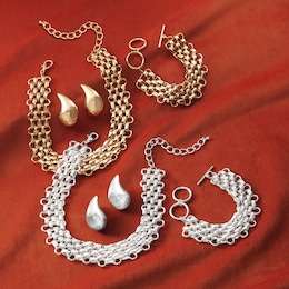Link Necklace &amp; Bracelet and Teardrop Earring  Set, , large