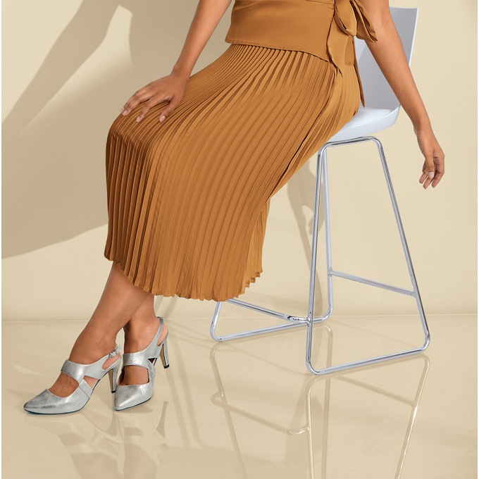 Charmeuse Pleated Skirt, , large