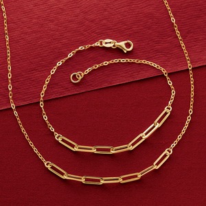 Gold Paperclip Chain Necklace, , large