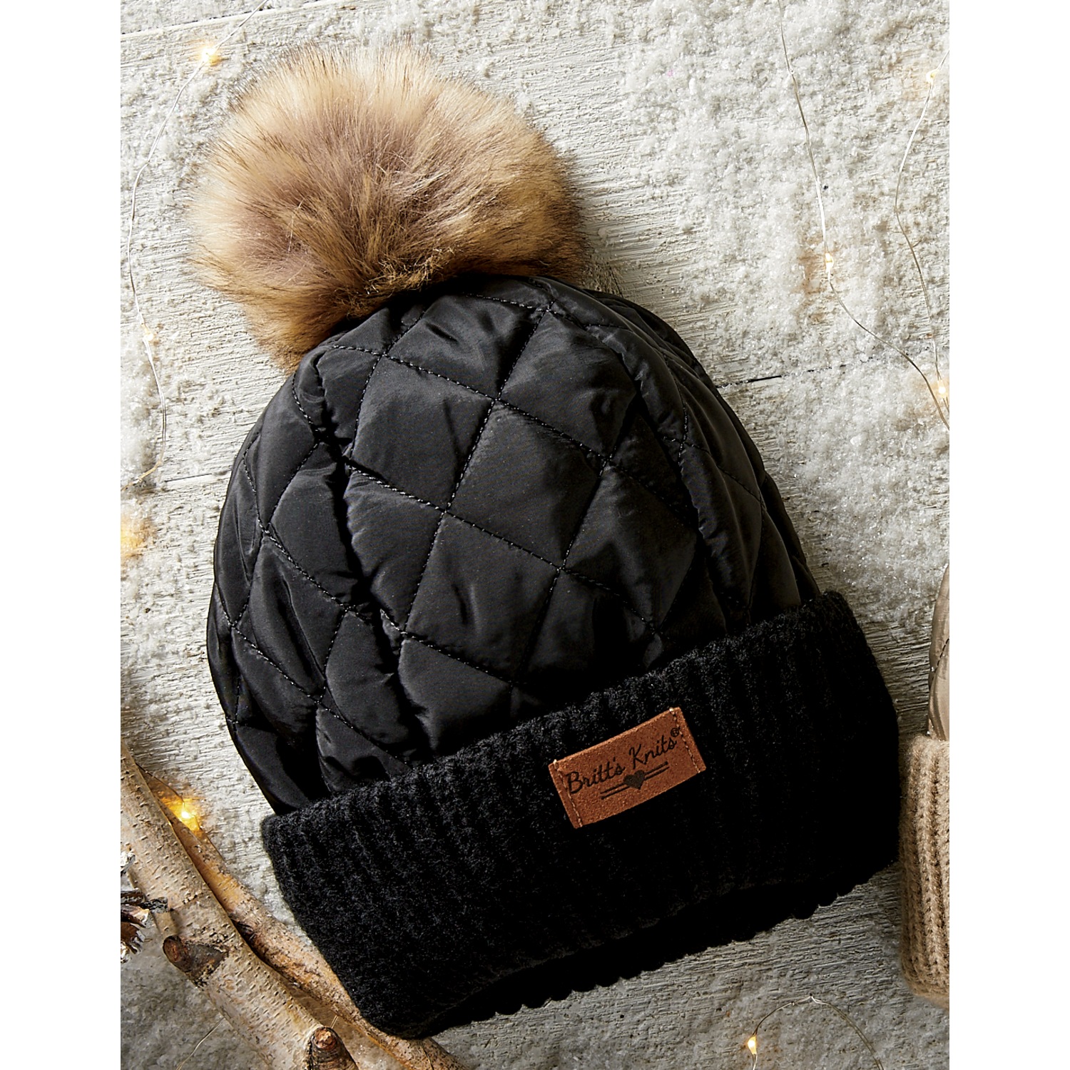 Britt’s Knits Quilted Puffer Beanie Midnight Velvet