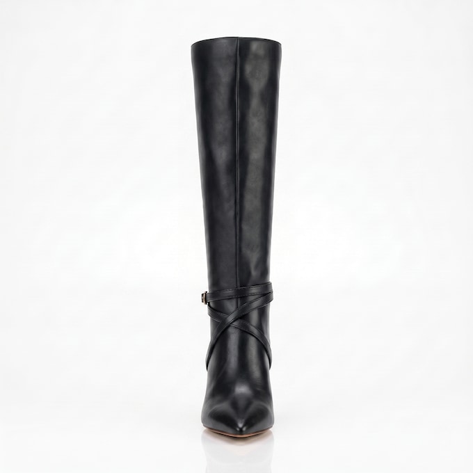 tall black dress boots Nine West Women's Derand Boot - - Knee this statement silhouette rises 15 in Ankle-Strap Tall Dress Boot with
